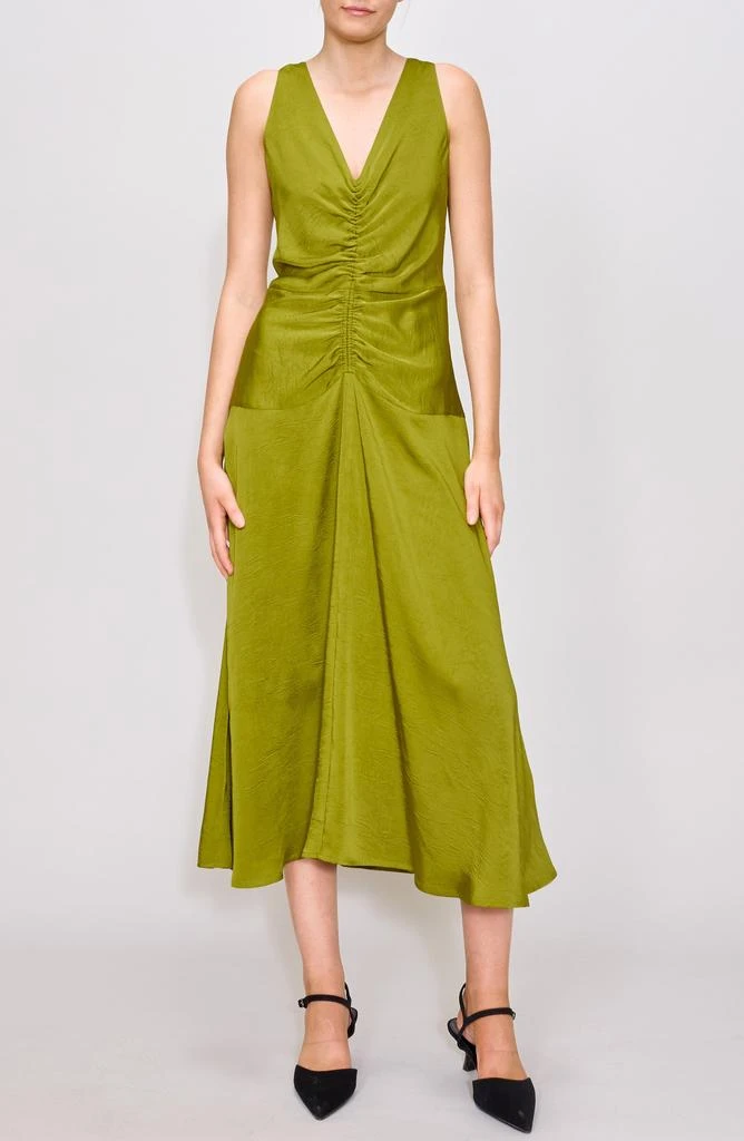 MELLODAY Ruched Drop Waist Satin Midi Dress - Dresses & Skirts - BeyondStyle