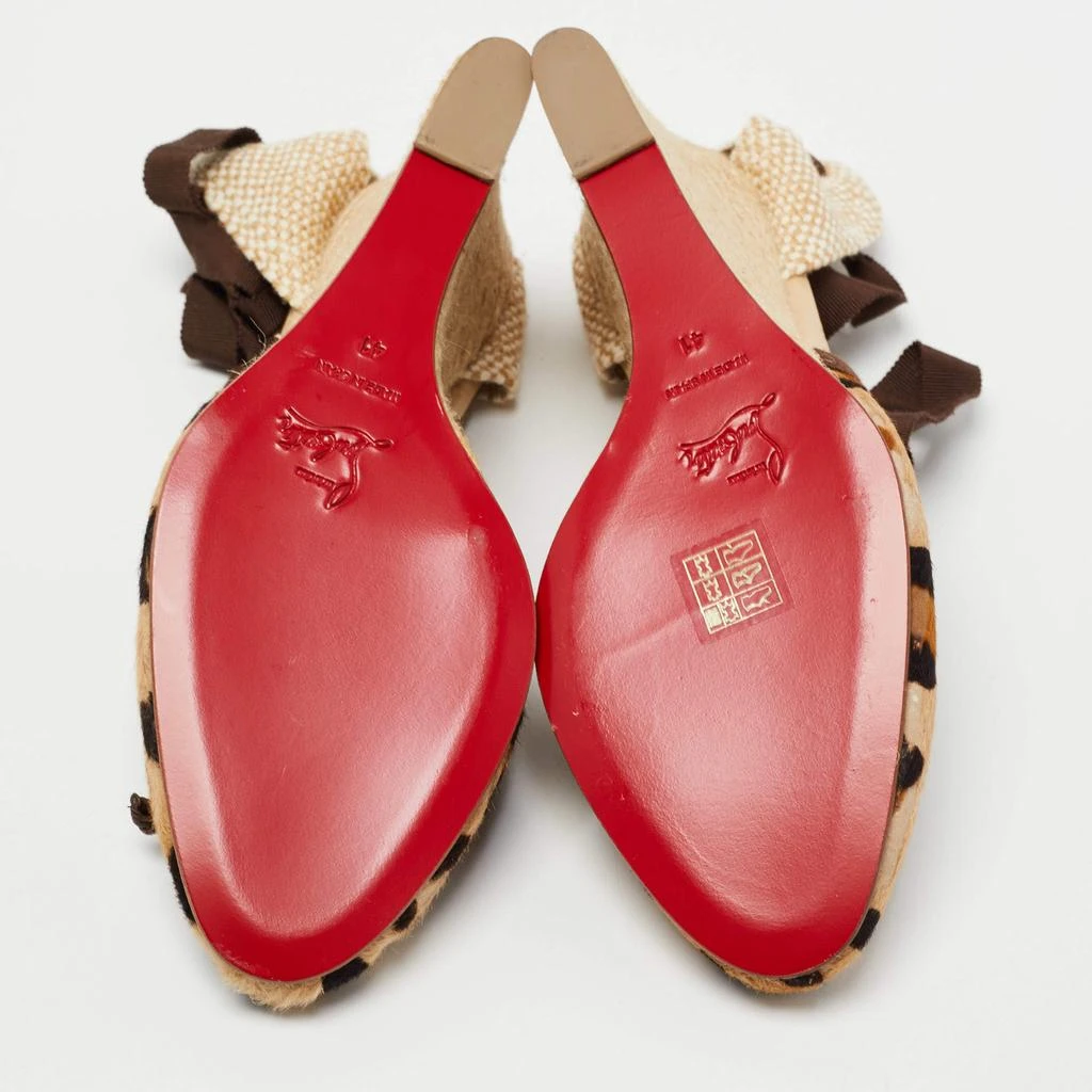 Christian Louboutin Christian Louboutin Two Tone Animal Print Calf Hair Espadrille Wedge Ankle Tie Pumps Size 41 6
