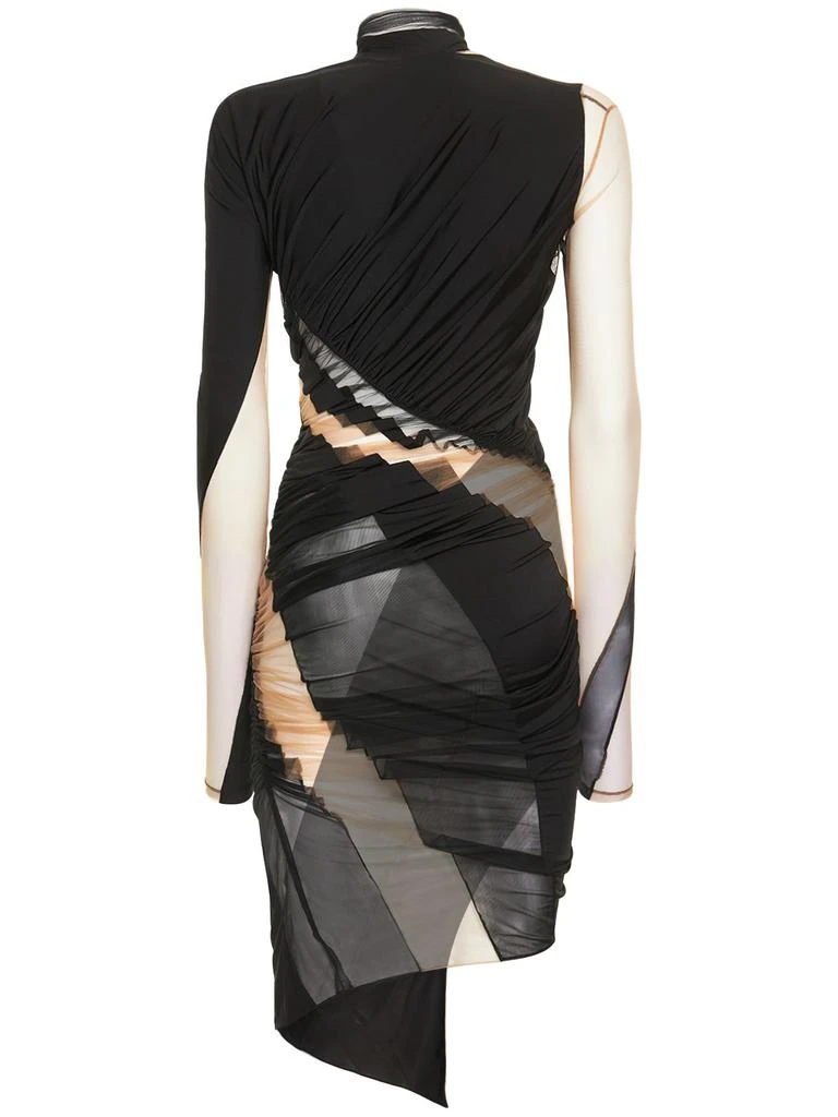 Mugler Ruched Sheer Mesh Cutout Mini Dress 5