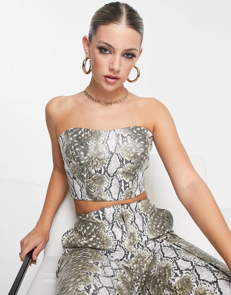 ASOS ASOS DESIGN faux leather corset in snake print co-ord 1