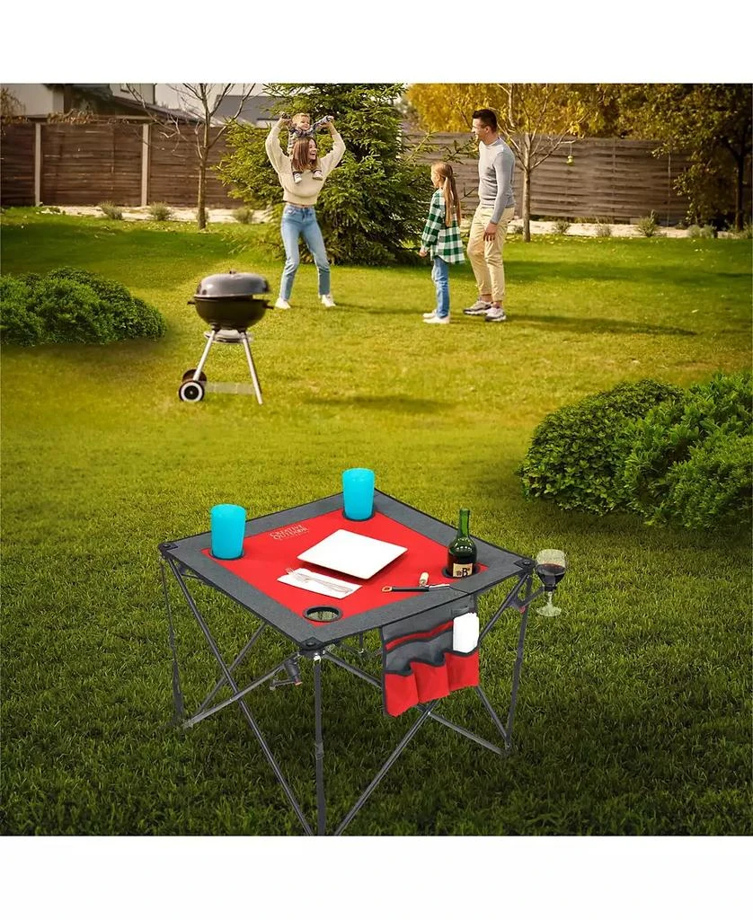 Creative Wagons Folding Portable Camping Table with stemmed glass holders - Red 2