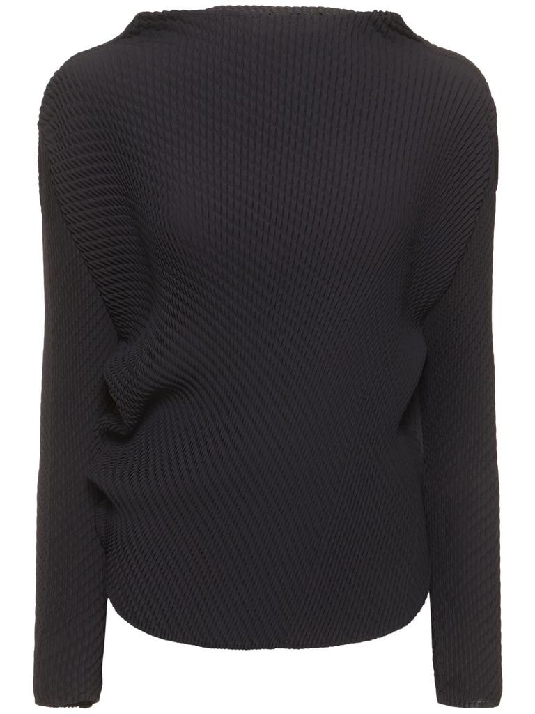 ISSEY MIYAKE Pleated Turtleneck Long Sleeve Top