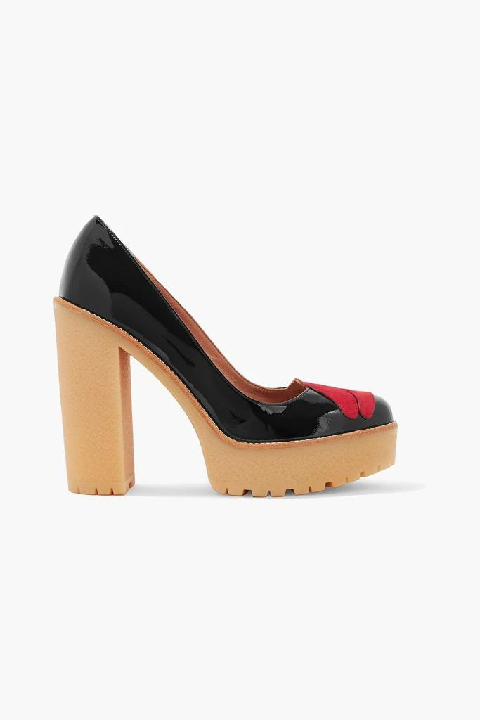 RED Valentino Appliquéd patent-leather platform pumps