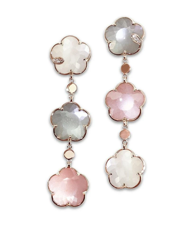 Pasquale Bruni 18K Rose Gold Bouquet Lunaire Multicolor Moonstone 
Diamond Triple Flower Drop Earrings 1