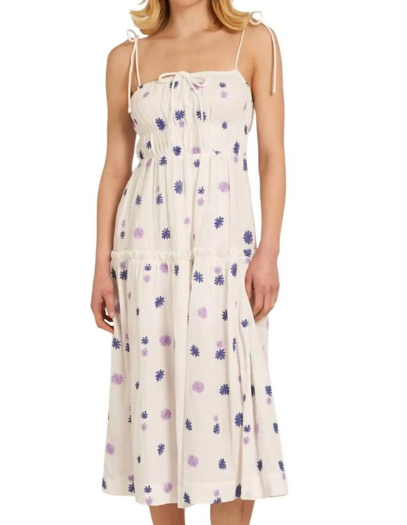 En Creme En Creme - SPAGHETTI STRAP MIDI DRESS WITH EMBROIDERED FLOWER DETAIL 1