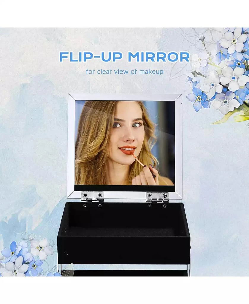 Byootique Makeup Train Case Cosmetic Organizer w/ Mirror Artist Grace ForgetMeNot 6