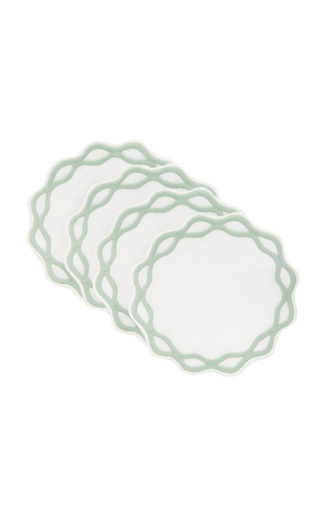 MoDA Moda Domus - Set-of-Four Handcrafted Linen Coasters - Green - Moda Operandi