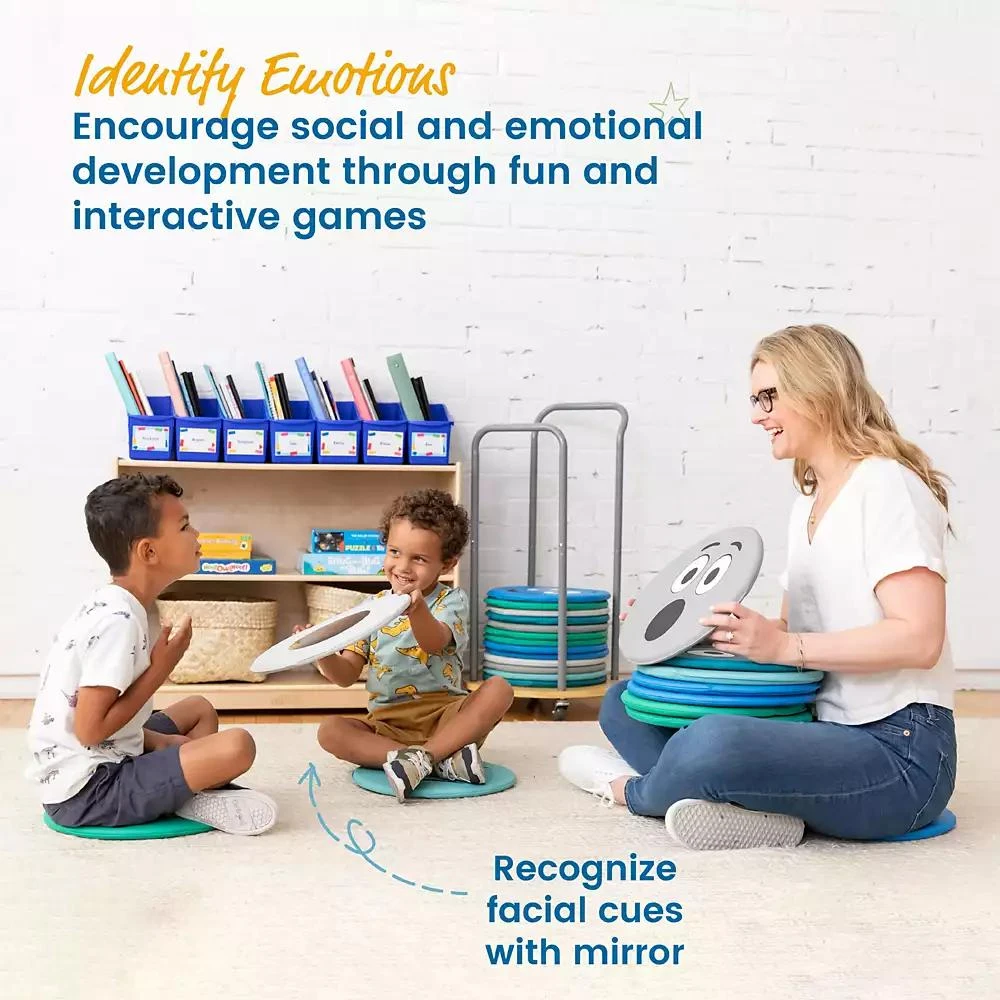 ECR4Kids SoftZone Emotion Pads with Mirror, English, Contemporary, 8-Piece 2