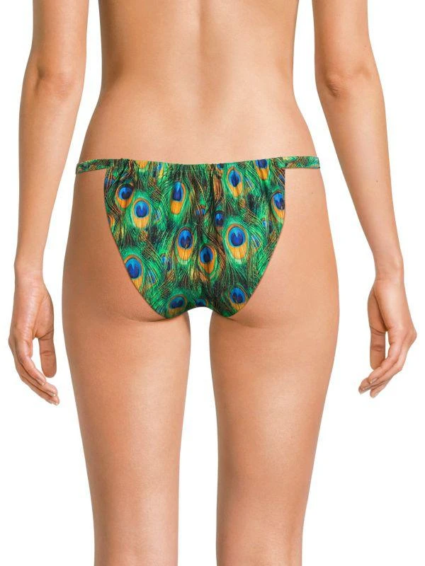 WeWoreWhat ​Adjustable Ruched Peacock-Print Bikini Bottom 2