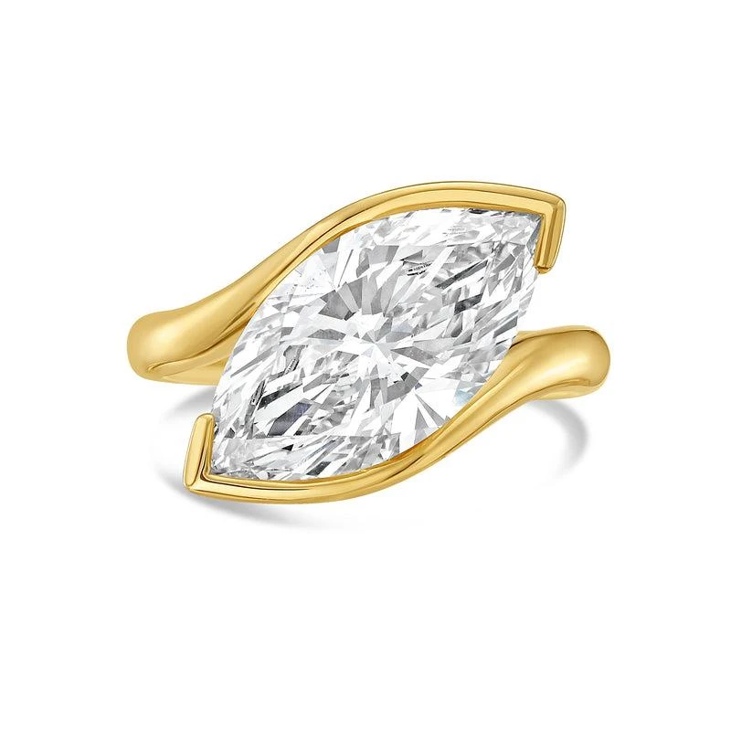 Diana M Jewels 14KT YELLOW GOLD LAB GROWN MARQUISE DIAMOND FASHION RING WEIGHING 3.00 CTS TW