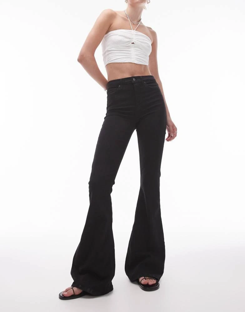 Topshop Tall Topshop Tall high rise Jamie flare jeans in black 1