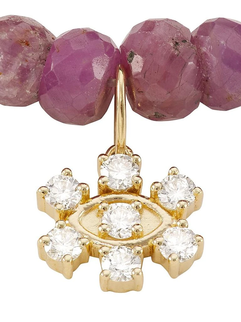 Sydney Evan 14K Yellow Gold, Pink Sapphire, 
0.36 TCW Diamond Beaded Stretch Bracelet 4