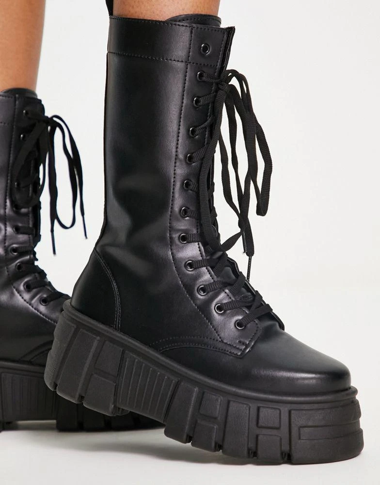 ASOS ASOS DESIGN Athens 3 chunky high lace up boots in black 2