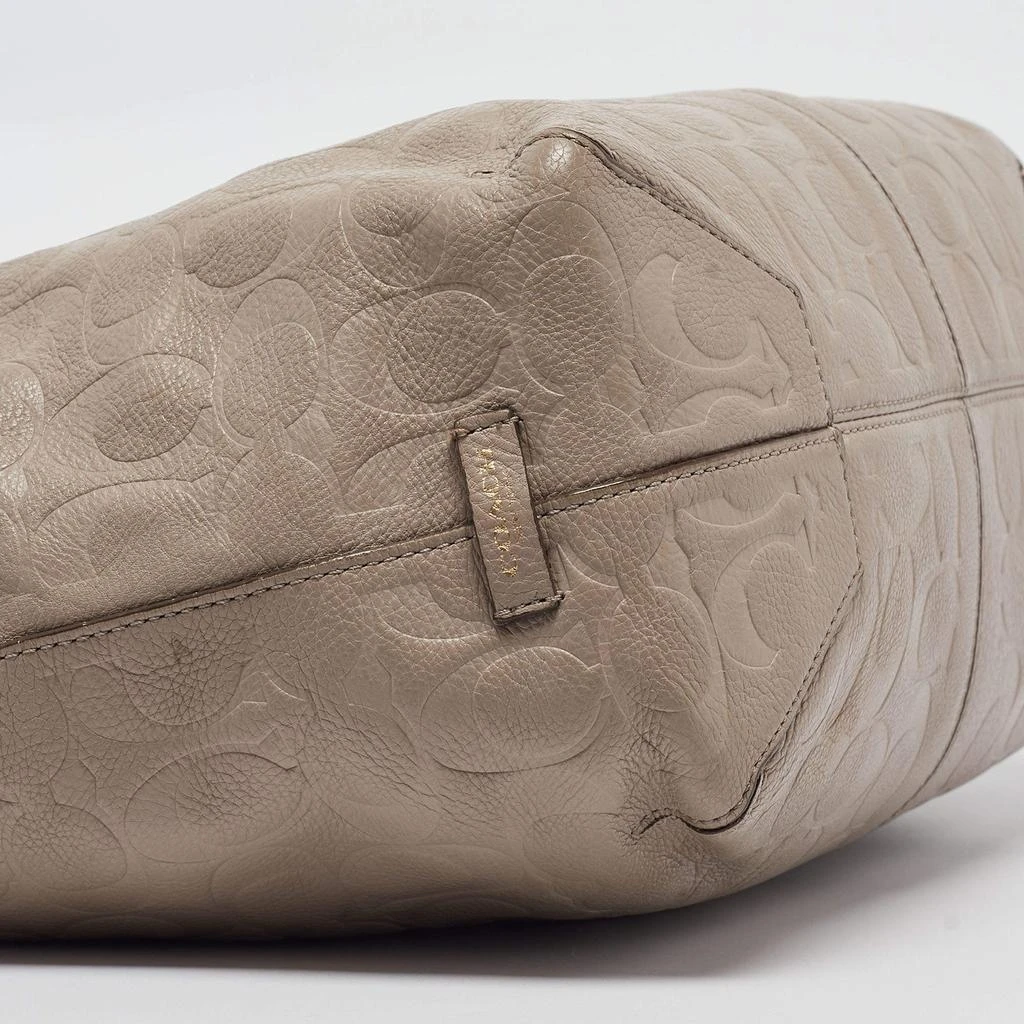 Coach Coach Beige Signature Embossed Leather Bleecker Zip Tote 22