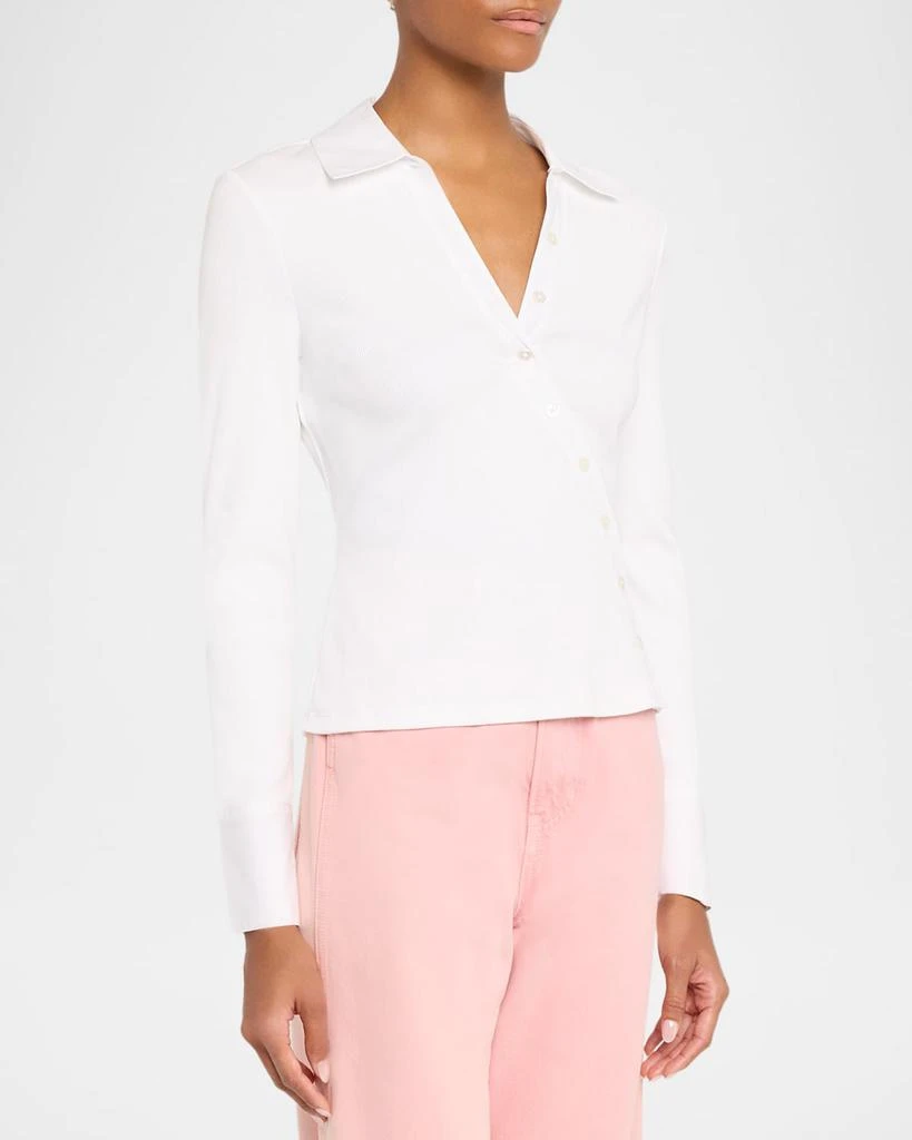 VERONICA BEARD Brenner Long-Sleeve Asymmetric Button Top 4