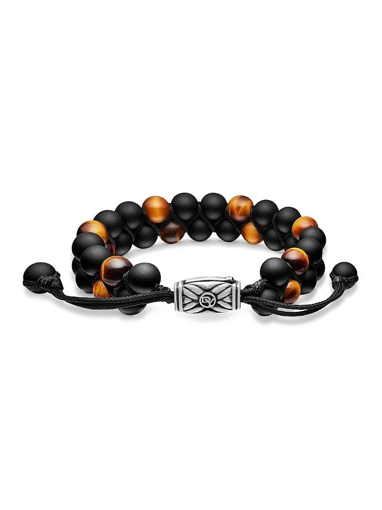 David Yurman Spiritual Beads Two Row Woven Bracelet with Black Onyx and Tiger
s Eye 3
