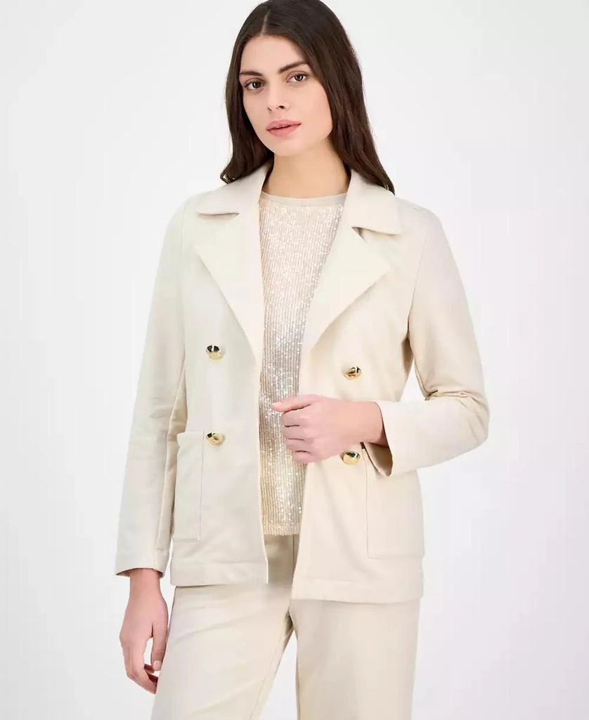 Anne Klein Petite French Terry Faux Double-Breasted Jacket 1