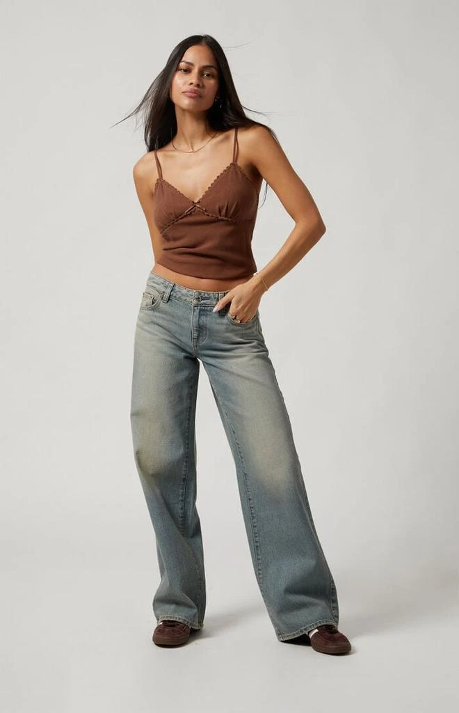 PacSun Casey Whisker Low Rise Baggy Jeans Light Indigo 1