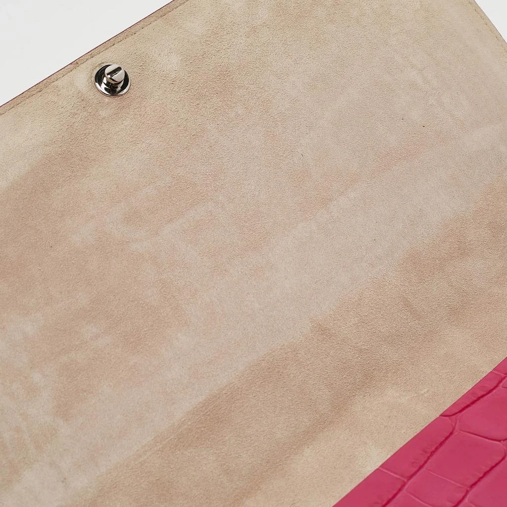 Michael Kors Michael Kors Fuchsia Croc Embossed Leather Christie Envelope Shoulder Bag 10