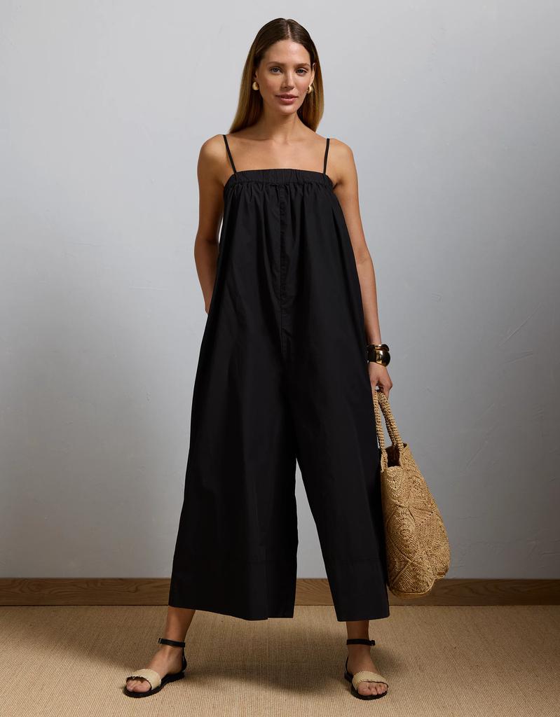 AE AE77 Premium Wide-Leg Cropped Poplin Jumpsuit