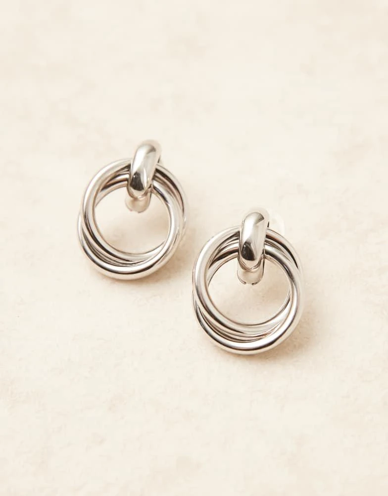 DesignB London DesignB London double doorknocker earrings in silver 3