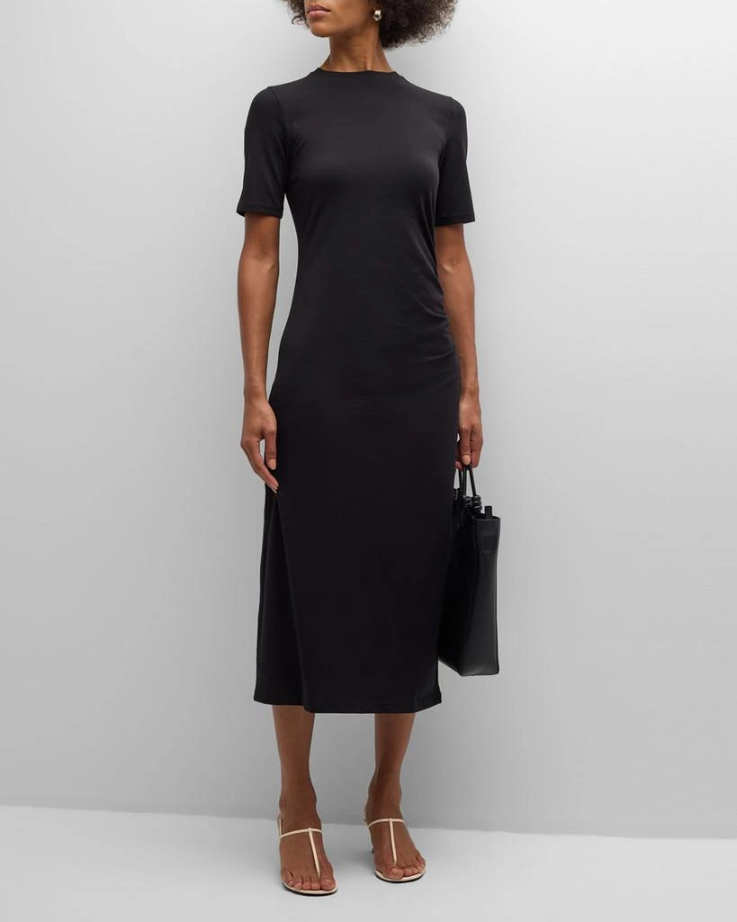 Vince Short-Sleeve Side Drape Midi Dress 2