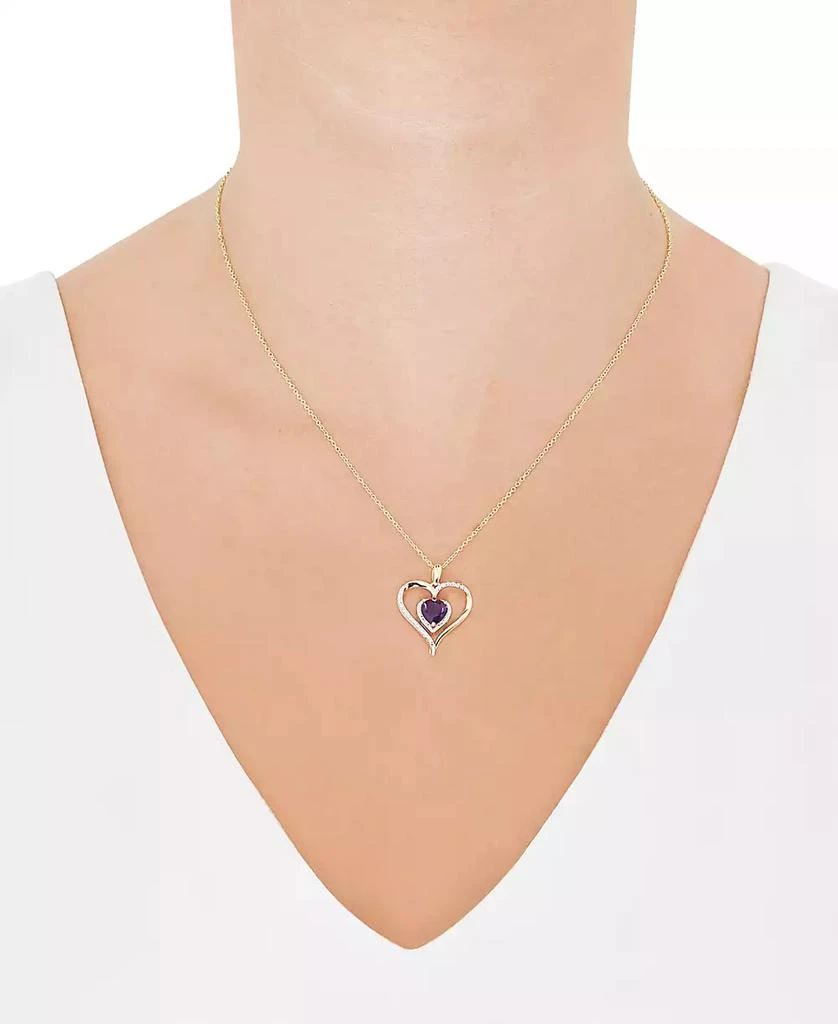 Macy's Birthstone Gemstone & Diamond Accent Heart 18" Pendant Necklace in 14k Gold-Plated Sterling Silver 2