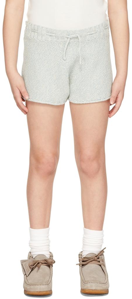 Misha & Puff Kids Blue & Off-White Cottonseed Shorts