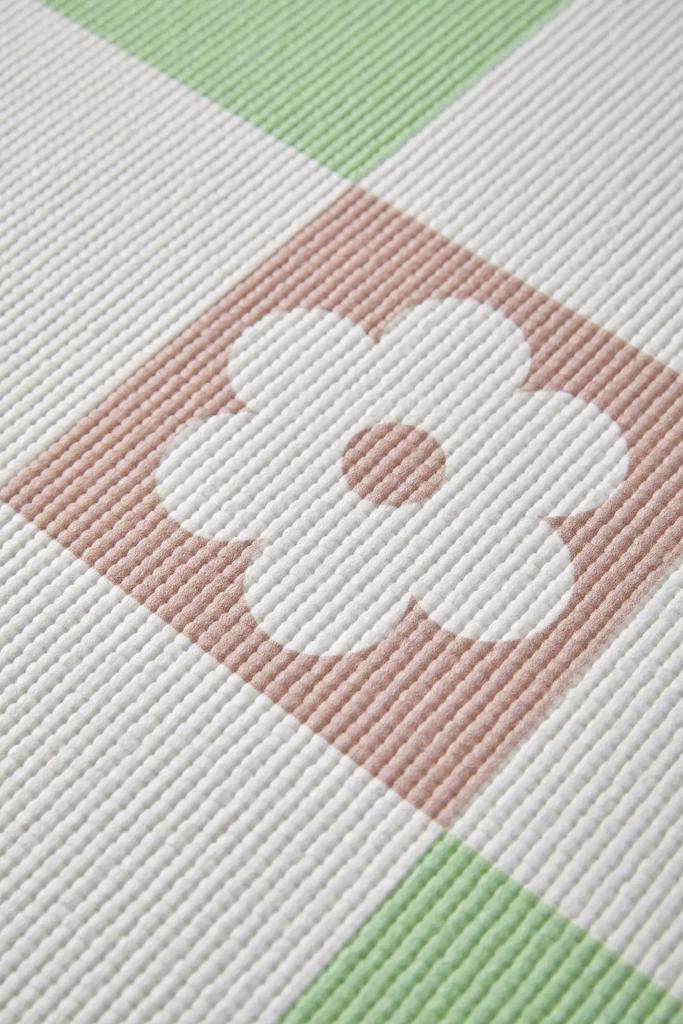 DENY Designs Colorful Flowers Green Check By thespacehouse For Deny Yoga Mat