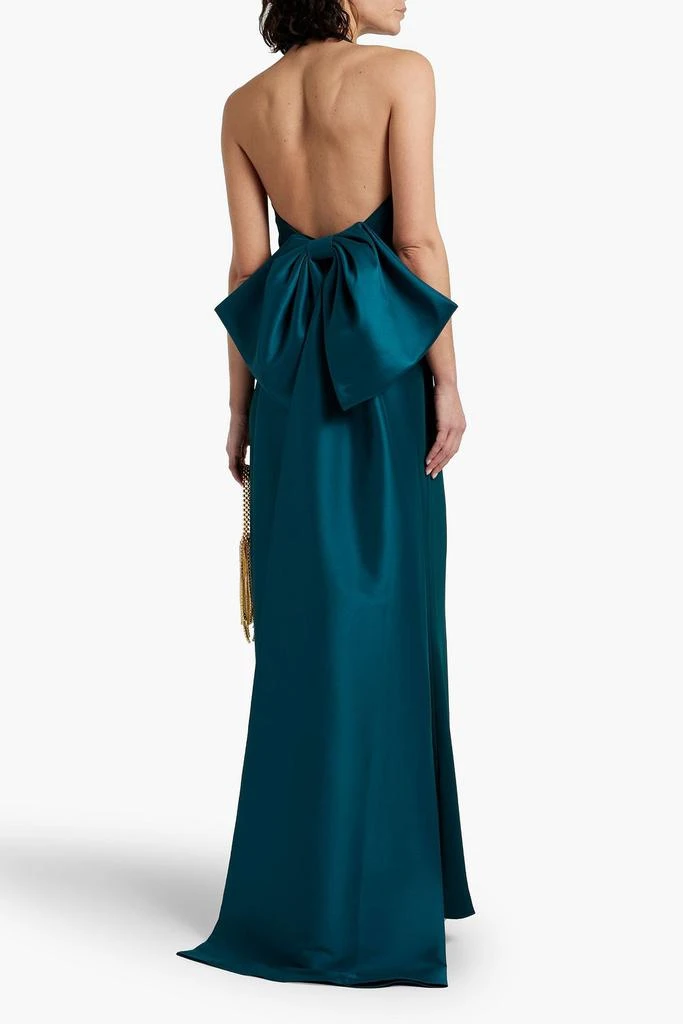 Badgley Mischka Bow-detailed scuba halterneck gown 3