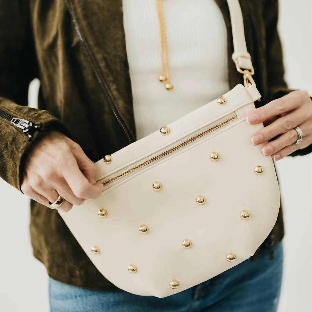 Pretty Simple Women
s Studded Westlyn Bum Bag In Cream