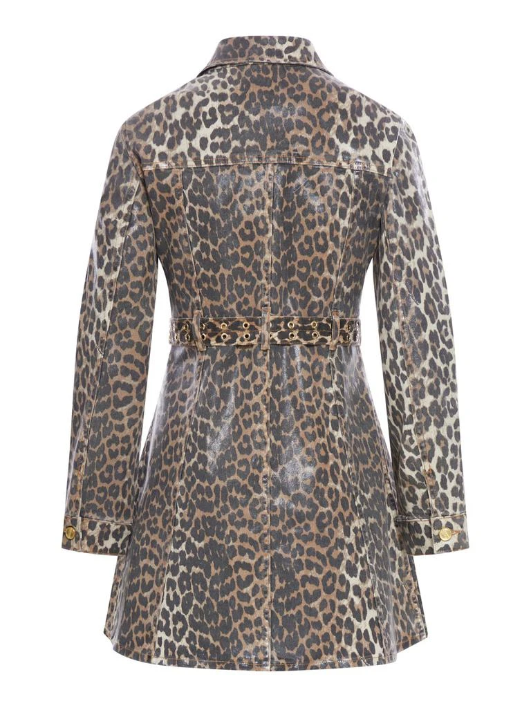 Ganni Ganni Leopard Printed Foil Denim Dress 2