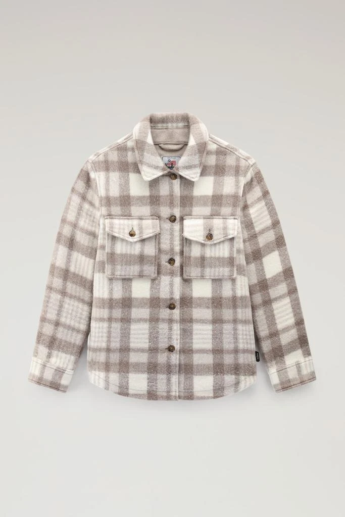 Woolrich Pemberton Check Overshirt in Wool Blend Flannel - Women - White 1