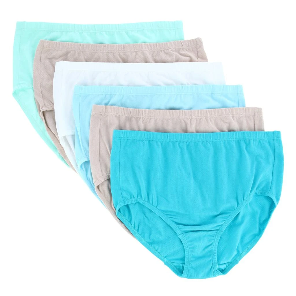 The Loom Women's Plus Size Cotton-Mesh Brief Underwear (6 Pack) 1