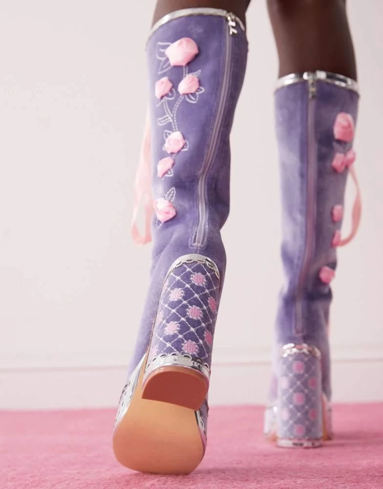 Koi Footwear Koi Guiltless Ghost Lace Up Platform Long Boots - Lilac 4
