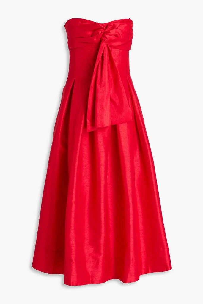 NICHOLAS Strapless knotted shantung midi dress 1