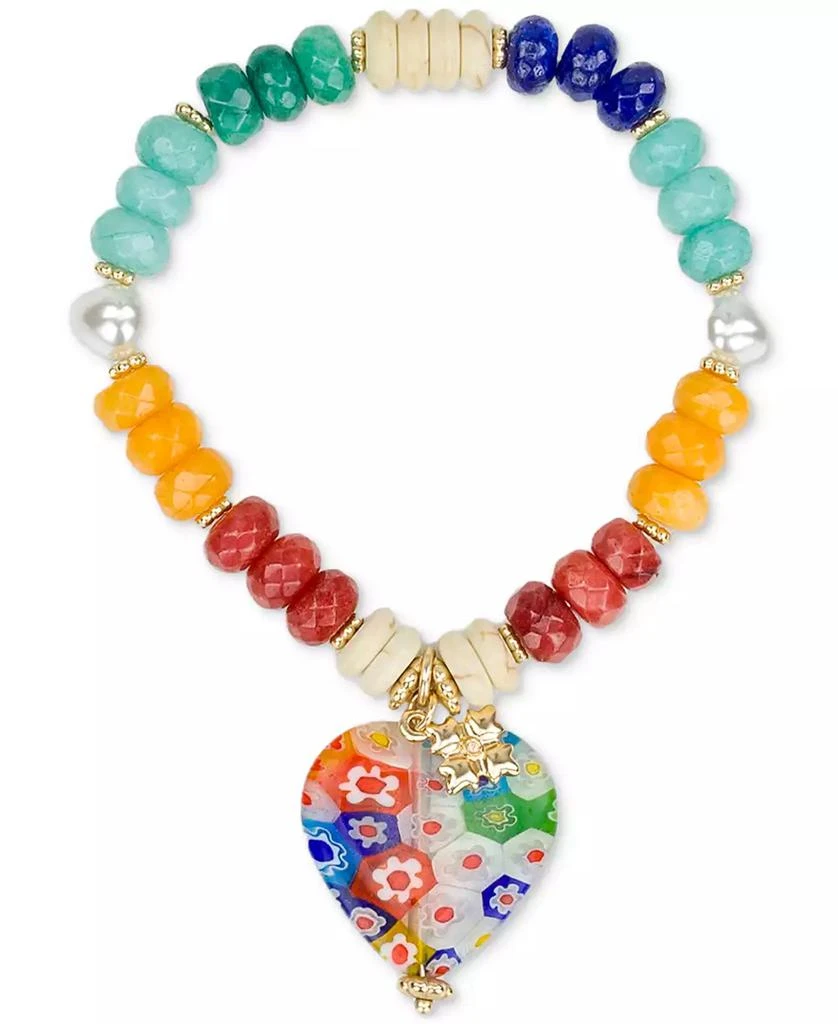 Patricia Nash Gold-Tone Heart Charm Beaded Stretch Bracelet 1