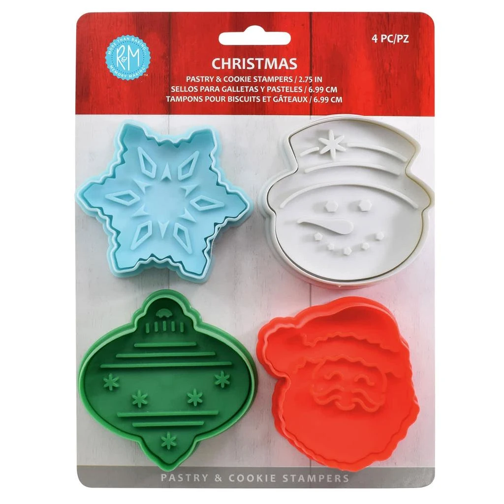 R&M International 4 Piece Christmas Cookie Stamper Set, 2.75-Inch 2