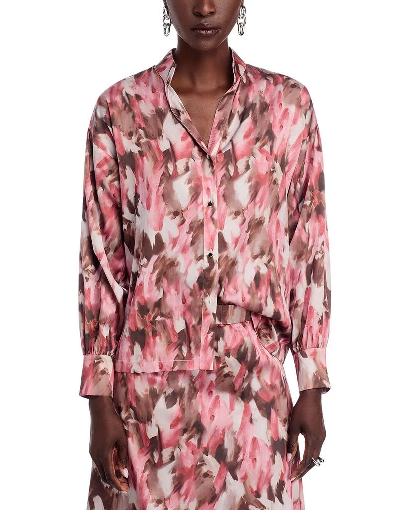 Misook Printed Mandarin Collar Blouse 1