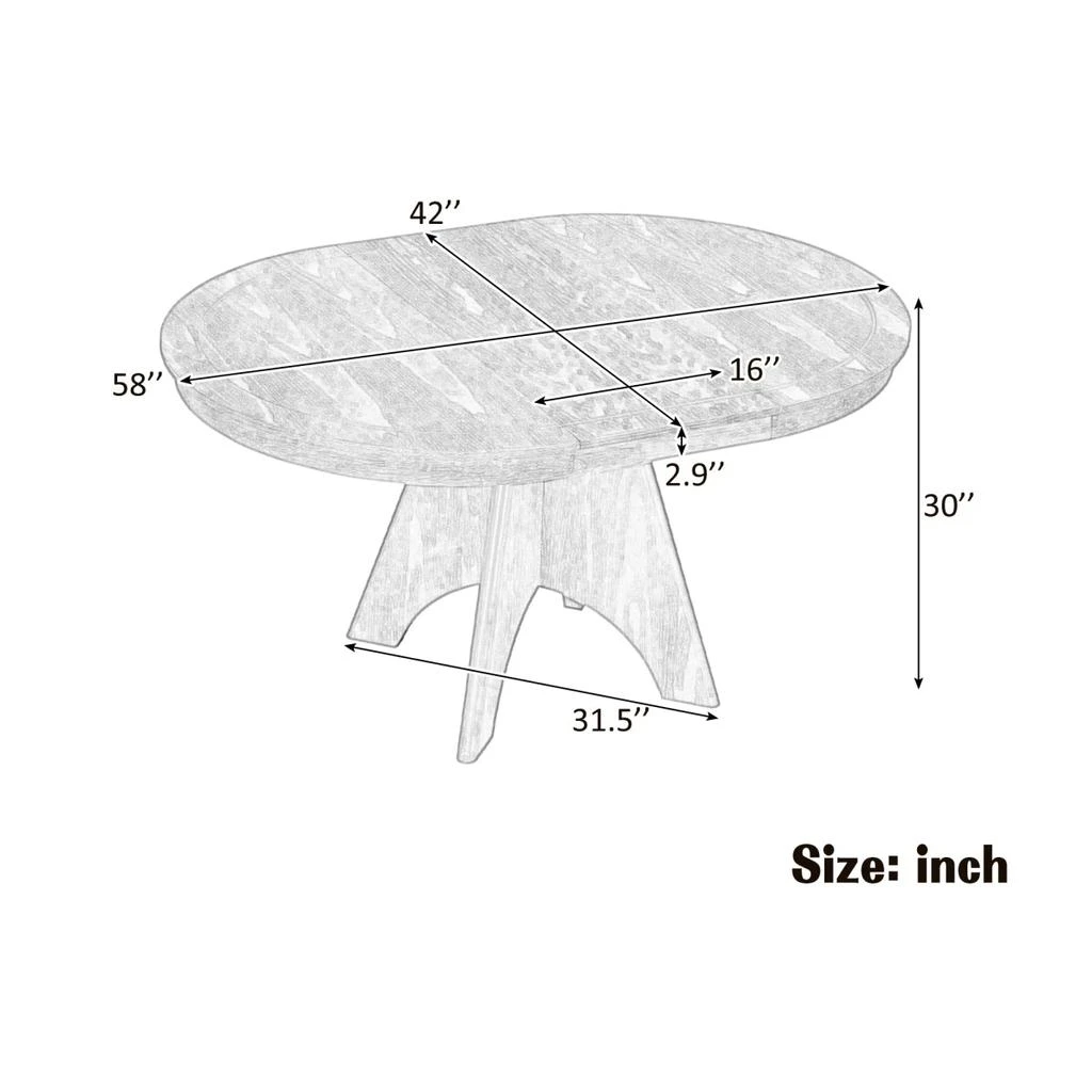 Streamdale Furniture Streamdale Vintage Extendable Dining Table (4-6 Person, 42-58 Inch) 2