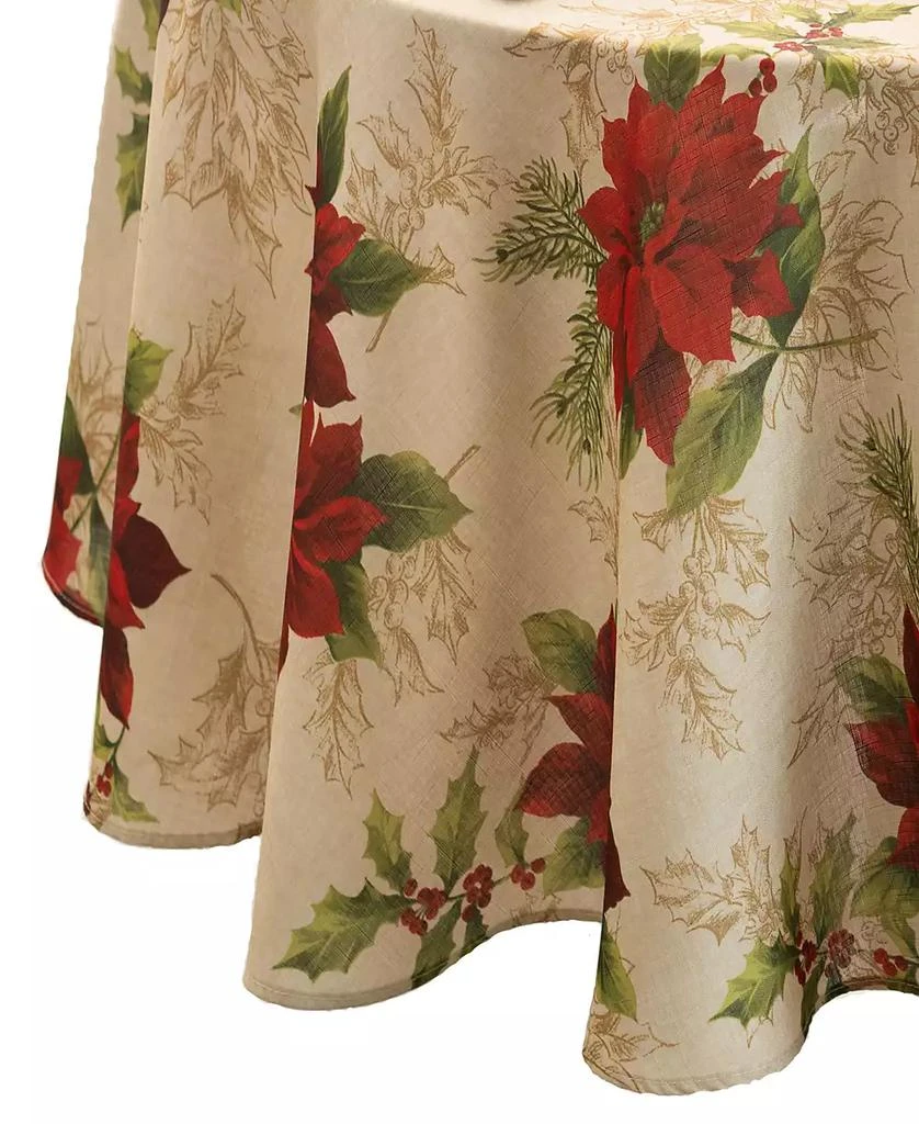Elrene Festive Poinsettia Holiday Oval Tablecloth, 60" x 84" 2