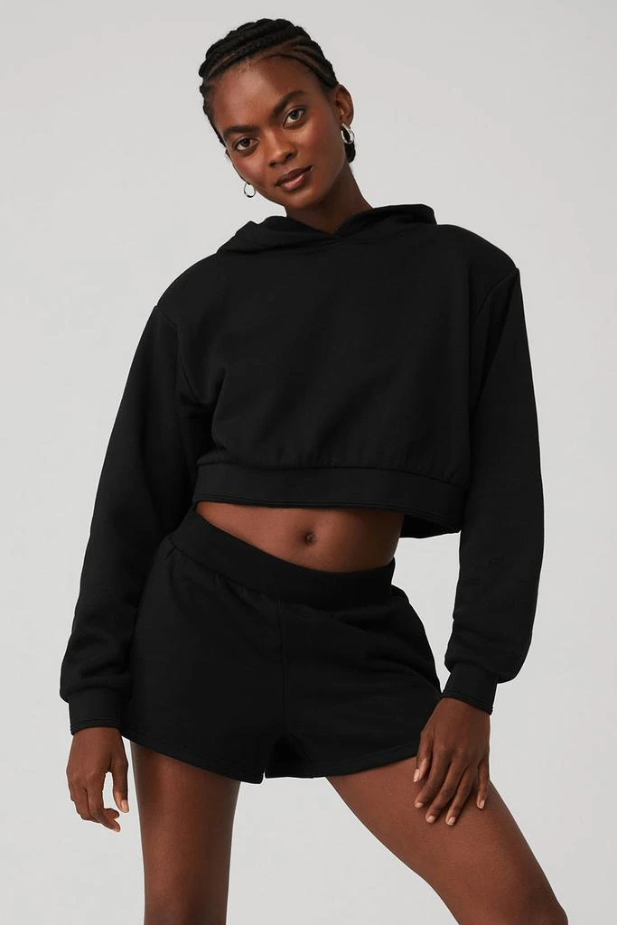 Alo Cropped Headliner Shoulder Pad Hoodie - Black 2