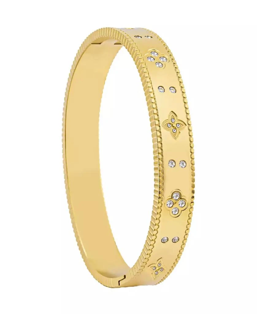 ADORNIA Tarnish Resistant Gold Clover Bangle Bracelet 2