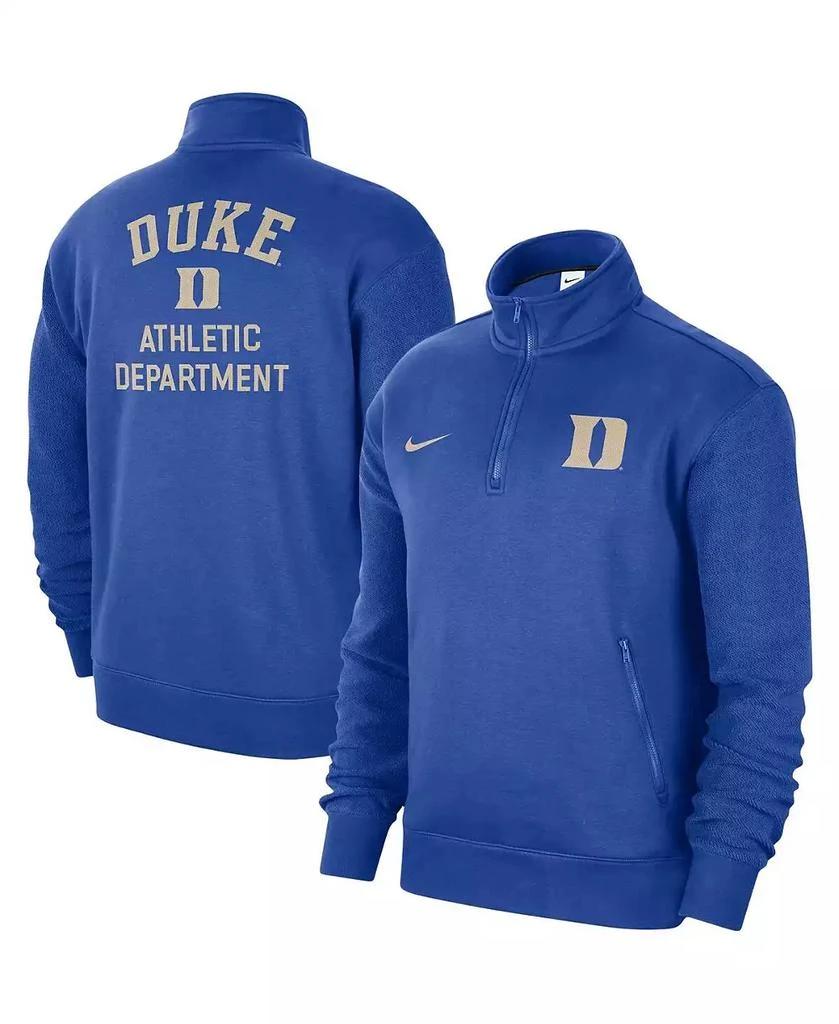 NIKE Men's Royal Duke Blue Devils Campus Athletic Department Quarter-Zip Sweatshirt 1