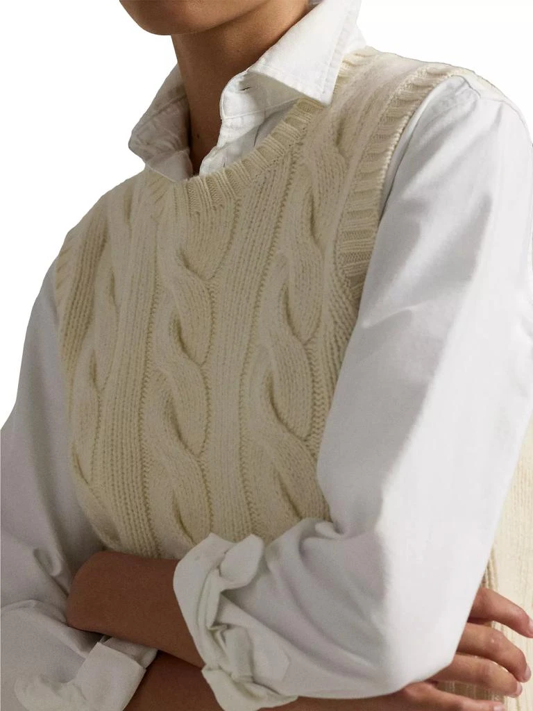 Ralph Lauren Wool-Cashmere Cable-Knit Crop Sweater 5