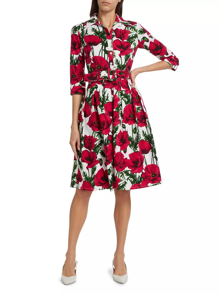 SAMANTHA SUNG Poppy Stretch Cotton Shirtdress