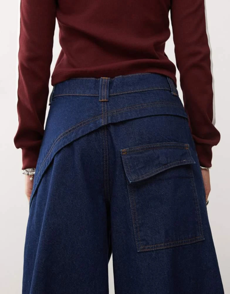 COLLUSION COLLUSION wide leg seam detail jeans in indigo 4