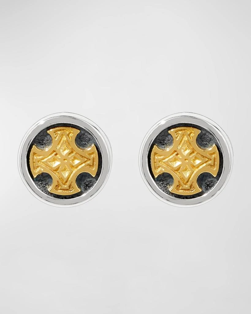 Shop Men's Two-Tone Cross Stud Earrings on Sale at BeyondStyle