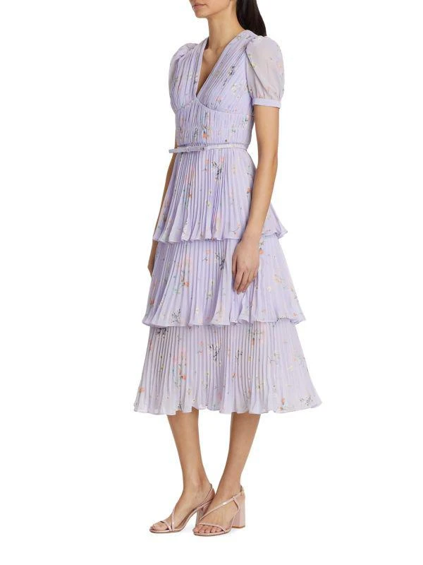 Self Portrait Floral Chiffon Tiered Midi-Dress 1