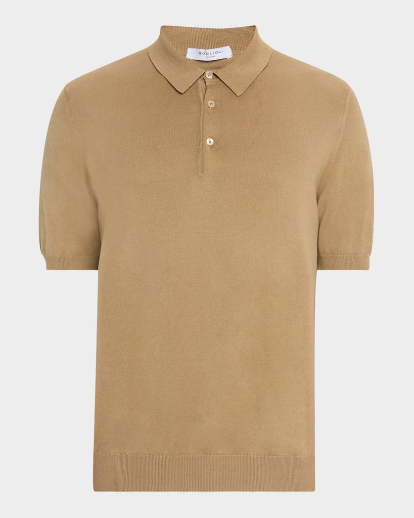 BOGLIOLI Men's Garment-Washed Cotton Polo Shirt